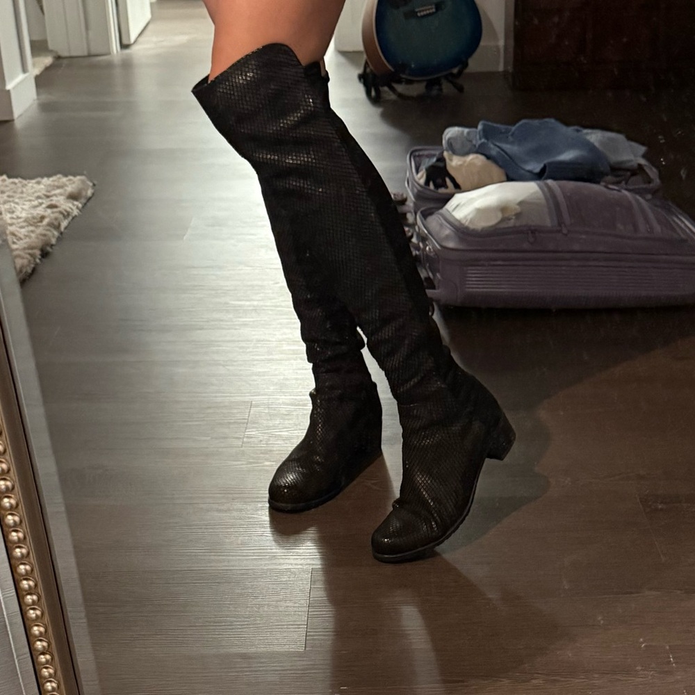 Stuart Weitzman 50/50 Black Over the Knee Boots